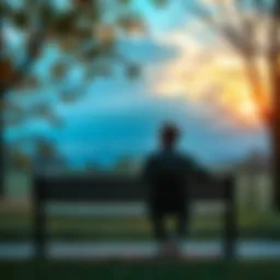 A person sitting on a park bench with a thoughtful expression, looking at the horizon, symbolizing reflection and hope after financial loss.