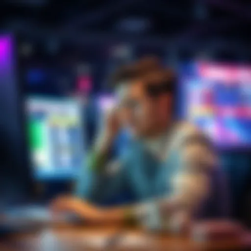 A person sitting at a computer looking frustrated while trying to withdraw money from an online casino site