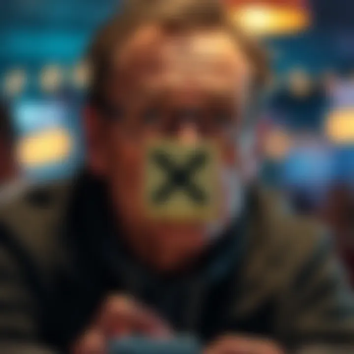 Person Giving Up Gambling A person looks determined with a crossed-out dice symbol, representing quitting gambling at 42 years old.