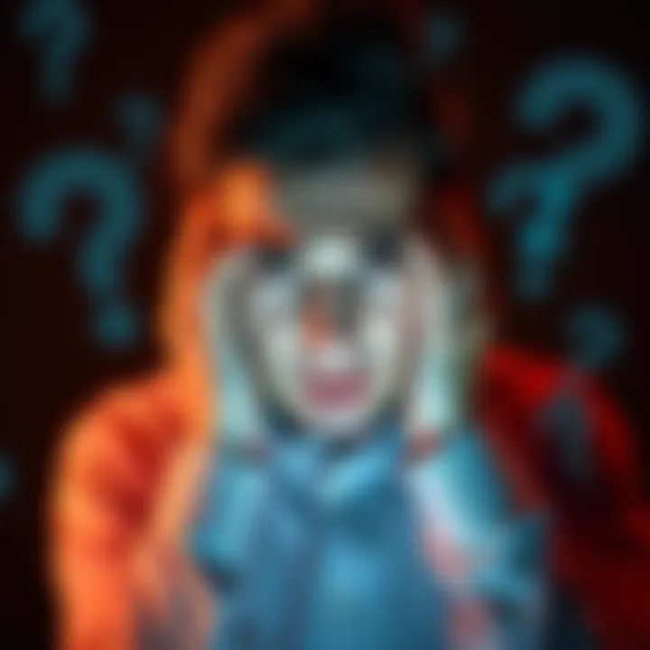 A person looking worried while holding their head in their hands, surrounded by question marks