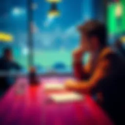 A person sitting at a table with a notepad, looking thoughtful after a tough betting day, symbolizing reflection and recovery.