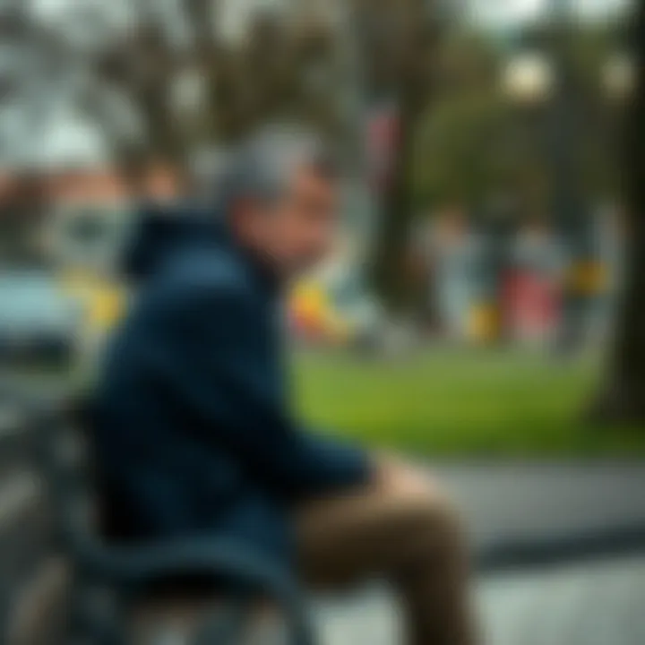 Individual sitting on a bench, looking thoughtful and contemplative about life's struggles and lessons learned from failures.
