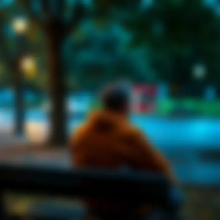 A person sitting on a park bench looking thoughtful as they reflect on past struggles and lessons learned.
