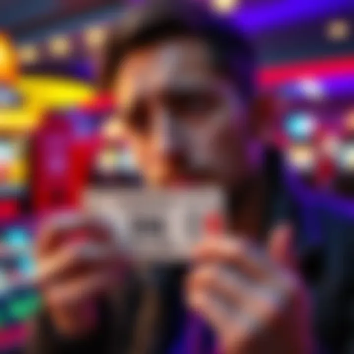 Individual looking disappointed while holding a gambling ticket, showing signs of regret after losing money