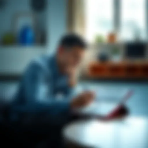 A person sitting thoughtfully with a notepad, considering emotions related to a famous quote.