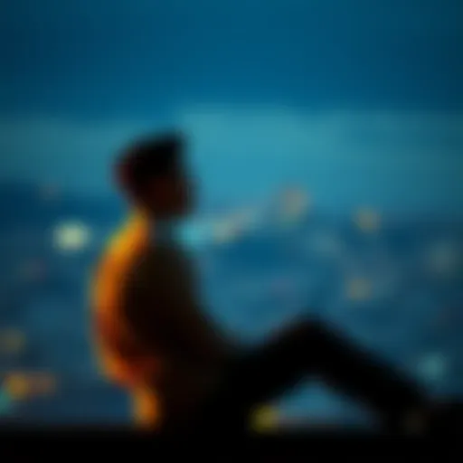 A thoughtful person sitting alone, looking pensive about their relationship with someone named Mitchell, showing feelings of attachment and uncertainty.