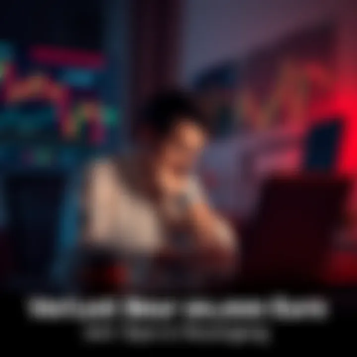A person sits at a desk with a laptop, looking stressed while reviewing trading charts, symbolizing a significant financial loss during day trading.