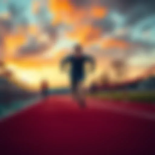 A determined person sprinting towards a finish line, symbolizing swift action and achievement.