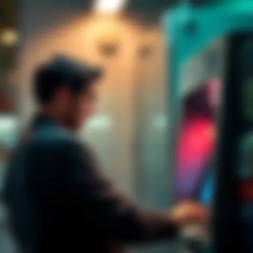 Person withdrawing money from an ATM A person at an ATM withdrawing cash during uncertain times, looking thoughtful