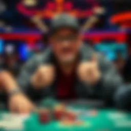 Phil Hellmuth at a poker table Phil Hellmuth displaying confident expressions while playing poker, surrounded by cards and chips.