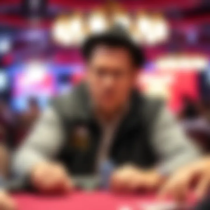 Phil Hellmuth at Poker Tournament Phil Hellmuth leading the $5,000 8-Handed No-Limit Hold'em event, focused and competitive at the poker table.
