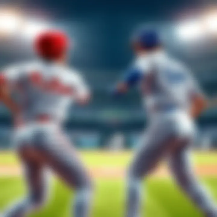Players from the Phillies and Dodgers facing off during an intense baseball match