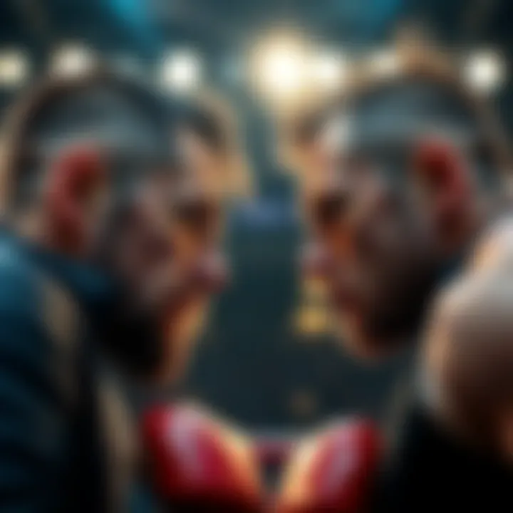 Pimblett and Justin face off in an intense stare down before their fight, showcasing their competitive spirit.