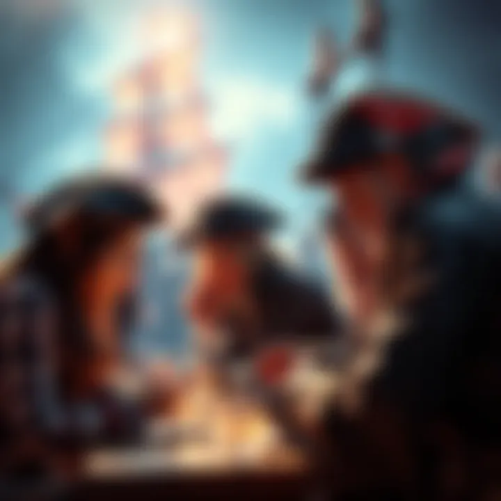 A group of people discussing pirate-themed offers and sharing experiences on user boards.