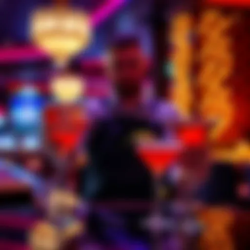 A cocktail server at a high-limit gaming area, presenting luxurious cocktails to players at Park MGM.