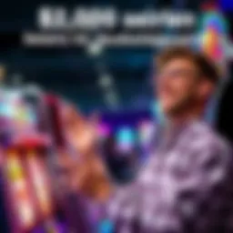 A person happily cashes out $2,000 in winnings from a slot machine, showing excitement and relief