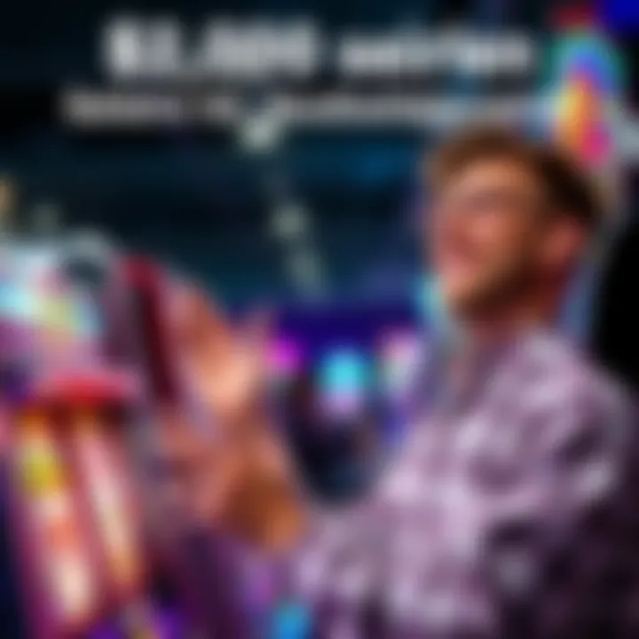 A person happily cashes out $2,000 in winnings from a slot machine, showing excitement and relief