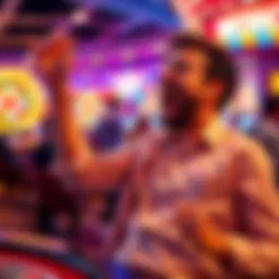 Player celebrating big win at casino A Player joyfully celebrating after winning $1700 from a $35 bet at a casino game.