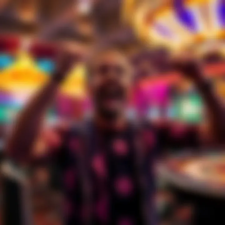 A happy player celebrating a big win at an online casino, showing excitement and joy after winning a significant amount.