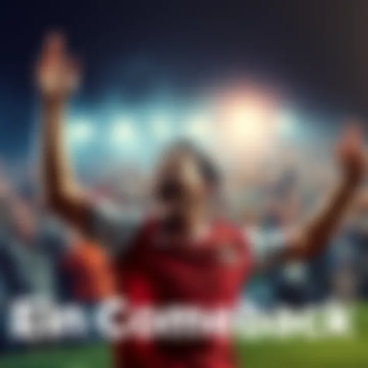 A player joyfully celebrating a comeback after a tough period, showing excitement and determination, with fans cheering in the background.