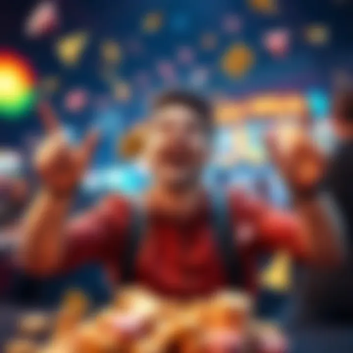 A happy player showing excitement after investing in new games and winning money