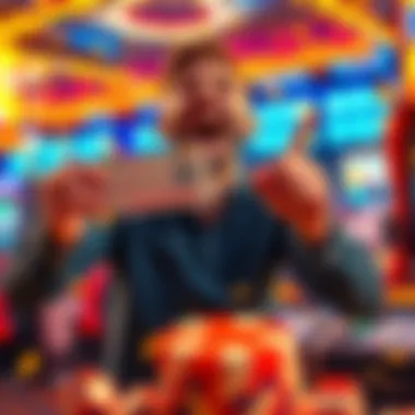 A thrilled player holds a winning ticket and celebrates after a small bet leads to a big jackpot win, showing excitement and disbelief.