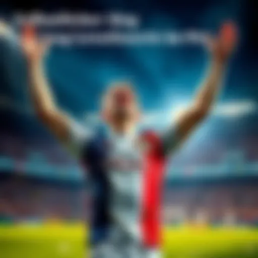 Player celebrating a victory A player with arms raised in celebration after winning a game, showing joy and relief