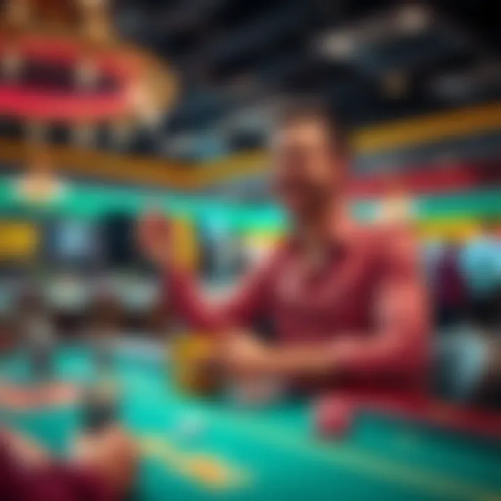 A person joyfully celebrating after winning a large sum of money at a casino table