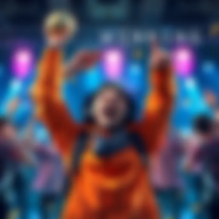 A player excitedly celebrating multiple wins after reaching Plat 1 status, showing a mix of joy and surprise.