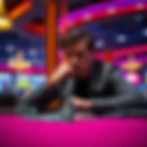 A person sitting at a casino table looking thoughtfully at their chips, questioning whether to keep or cash out their winnings