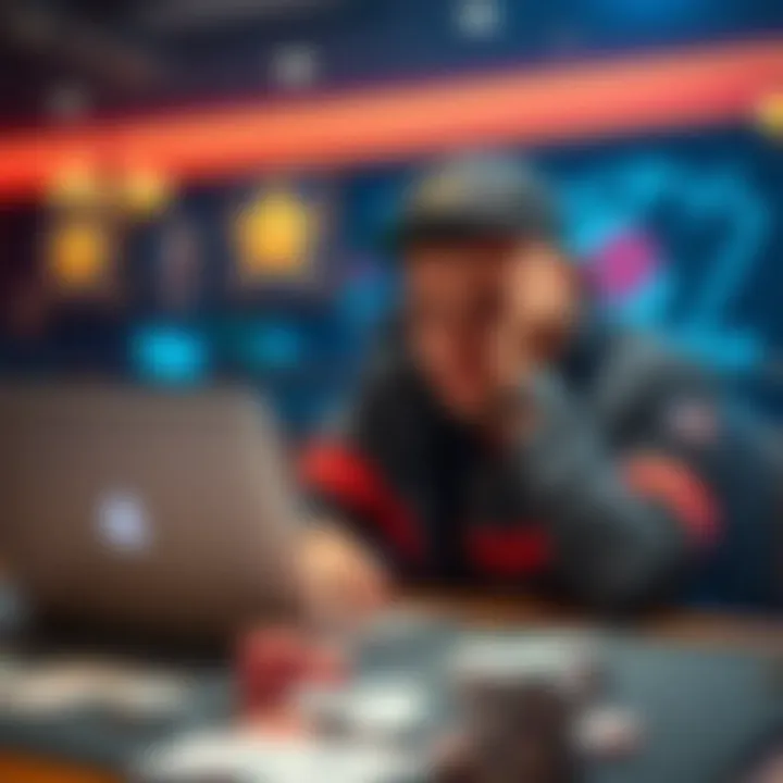 A Texas player showing frustration over low deposit limits at Club WPT Gold, with a laptop and poker chips on a table