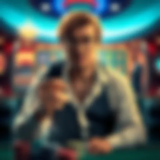 A player showing frustration while holding a casino chip, symbolizing the denied payout of 1800 dollars from Spree Casino.