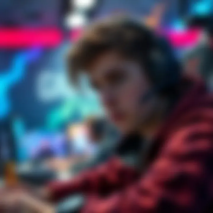 A gamer looks uncertain while playing, showing conflict about giving up during a tough match