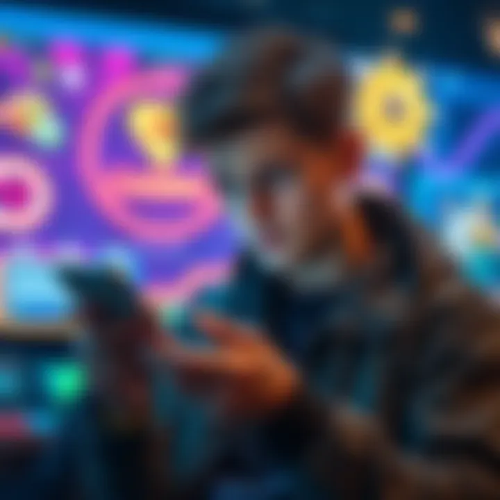 A person looking frustrated while checking their phone with casino graphics in the background, representing issues with KYC