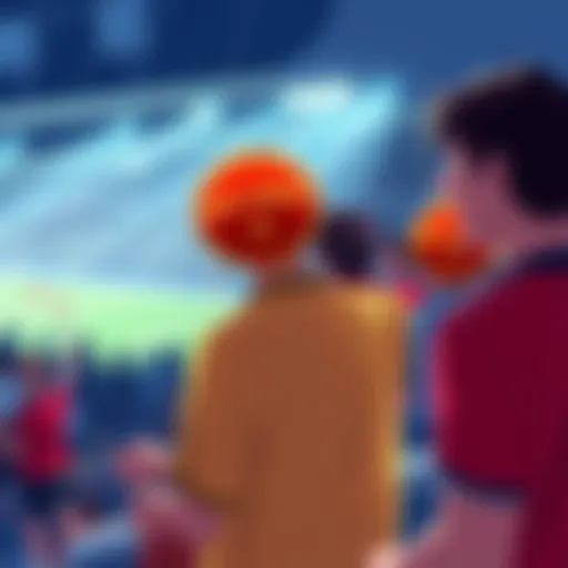 Illustration showing players at a home game with badges like 'Hot Streak' and 'Rising Player' to highlight their performance momentum