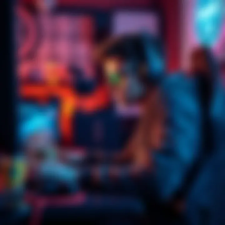 A focused player in a gaming setup, geared up with snacks and drinks, ready for a long tournament ahead