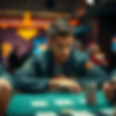 A poker player looks concerned at a table, showing regret after making a critical error during a game.