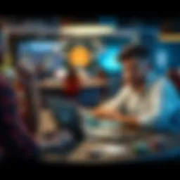 Player reporting fraud issue A concerned player sitting at a table with cards and a laptop, discussing a fraud case related to BBJ with support from online forums.