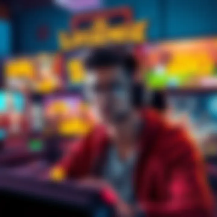 A gamer looks frustrated while trying to find the Postal Request Code for Legendz AMOE, surrounded by computer screens showing game graphics and promotional offers.