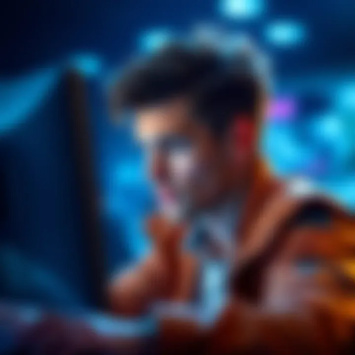 A concerned player looking at a computer screen, contemplating a refund from bwin after account suspension.