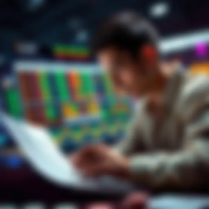 A person analyzing a betting chart while looking inspired by stories of success on forums.