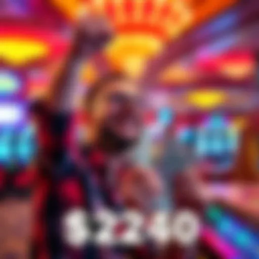 Joyful player holding cash after winning $3240 at Inn of the Mountain Gods casino in Ruidoso, New Mexico
