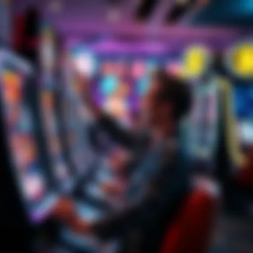 A person celebrating a big win at a slot machine after betting three dollars per spin