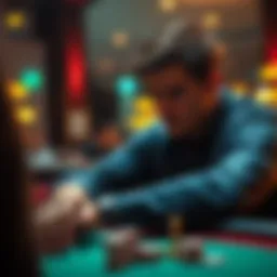 A focused player deciding on betting limits at a table, showing determination and strategy.