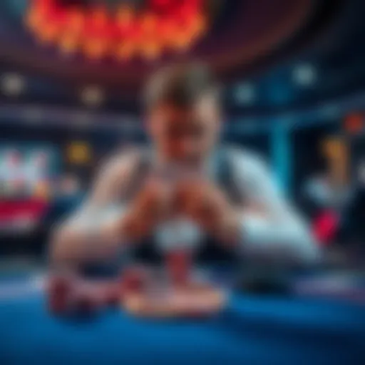 A player sitting at a blackjack table looking frustrated while holding cards and chips.