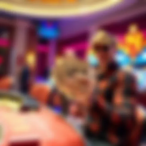 Player celebrating casino win A happy player holding cash at a casino table after winning 243 dollars from a 1 dollar bet