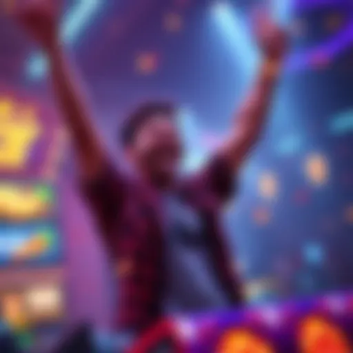 Player celebrating a big win A person excitedly celebrating a significant win on a gaming platform, showcasing their success after achieving a hidden 6 scatter in Le Viking.
