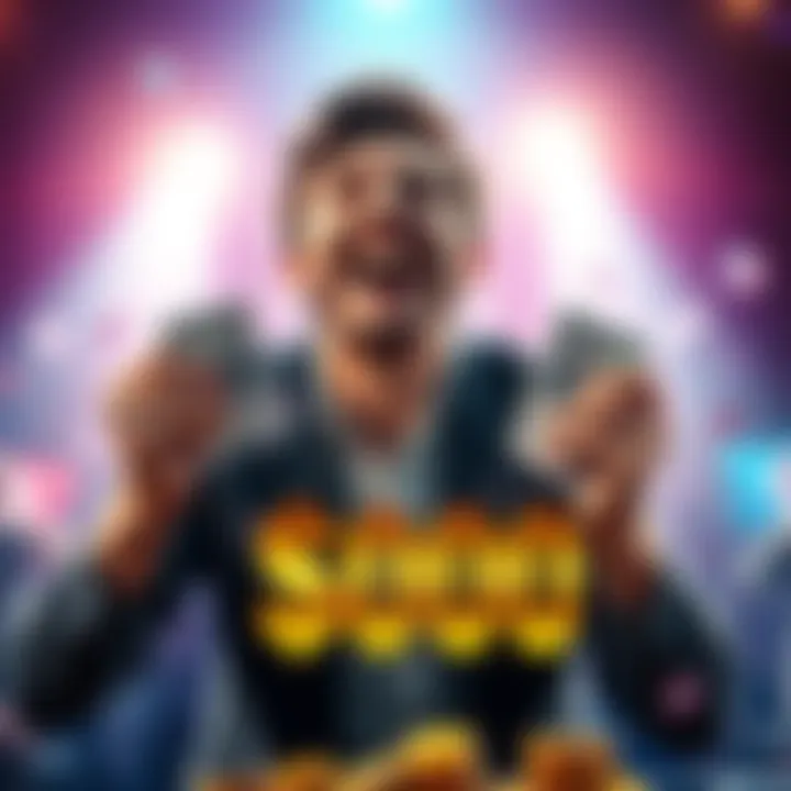 A joyful player holding cash, symbolizing victory after a successful gambling session