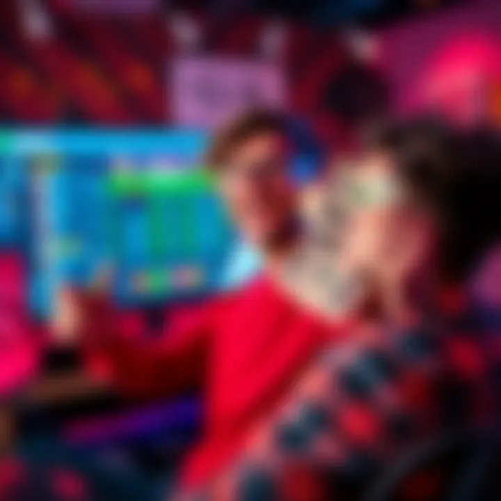 A person excitedly celebrating after winning money online, with dollar bills in hand and a computer screen showing a gaming platform in the background.