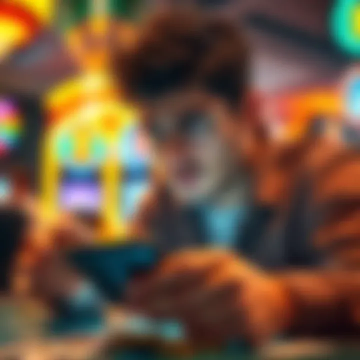 A worried player looking at their phone, checking for winnings from Ultimate Shuffle Em, with a confused expression on their face.